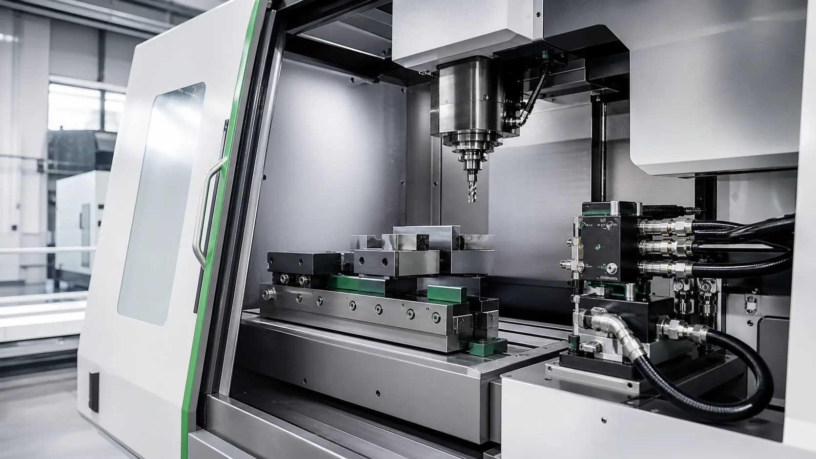 CNC machining centre with hydraulic clamping system