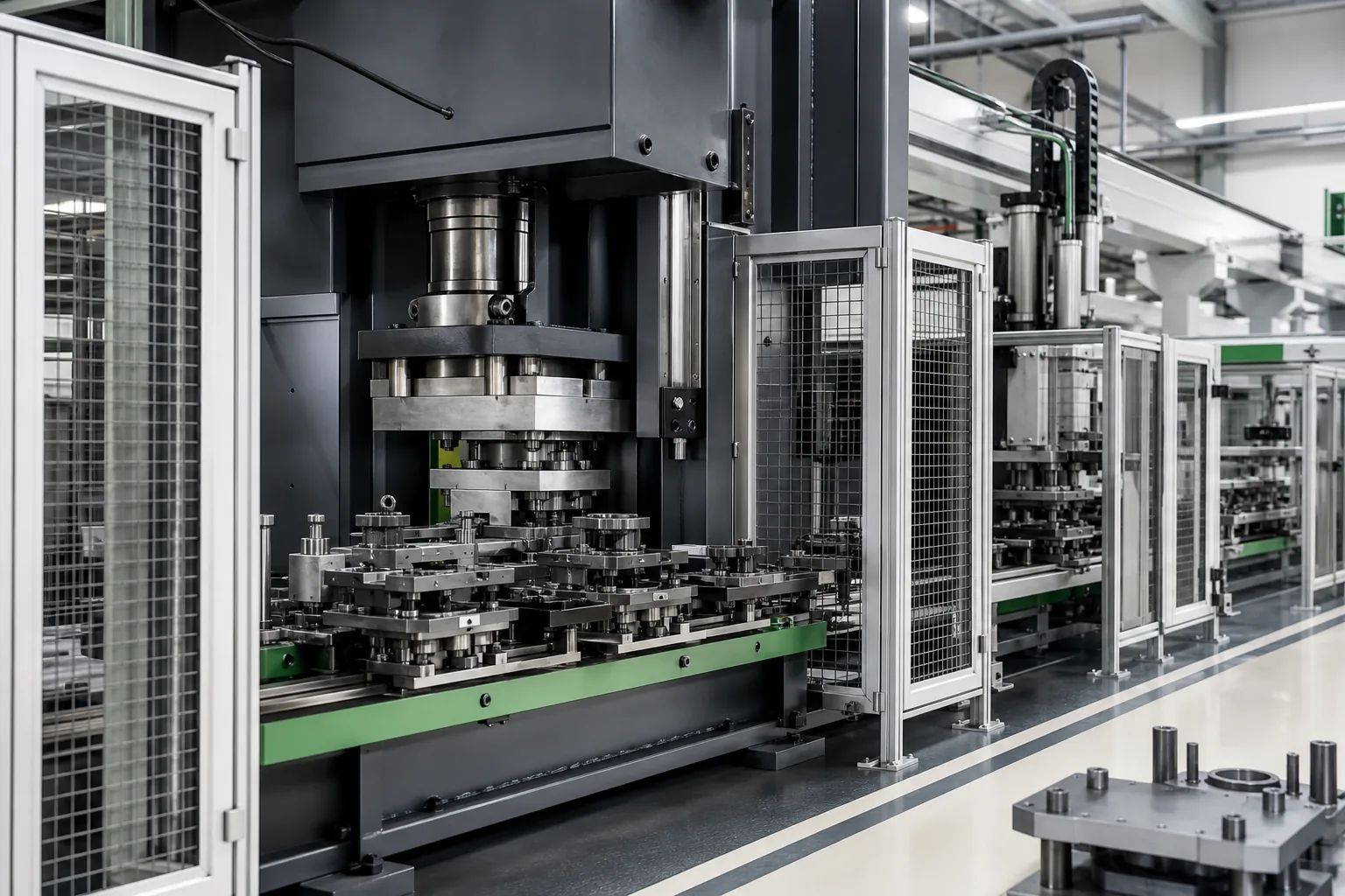 Automated manufacturing line with hydraulic press
