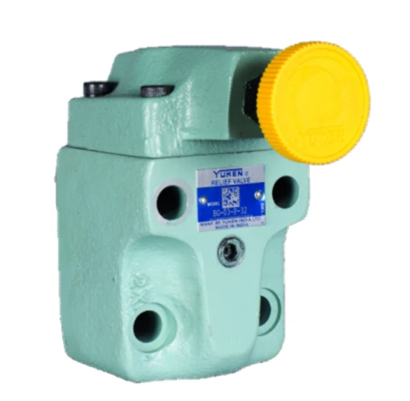 Yuken BG and BT pilot operated relief valve with pressure adjustment knob