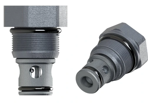 Yuken CK cartridge check valve shown in two manufacturer product views