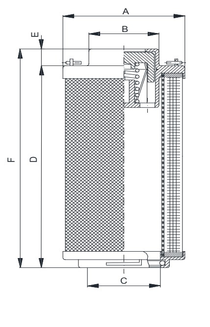 Yuken ERF Series Return Line Filter Elements manufacturer dimensional drawing