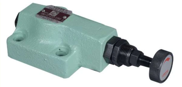 Yuken YB-01 remote control relief valve with pressure adjustment knob