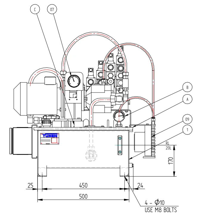 Yuken YIA Series standard power packs shown in the manufacturer catalogue