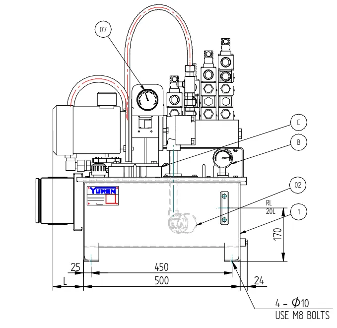 Yuken YIP Series standard power packs shown in the manufacturer catalogue