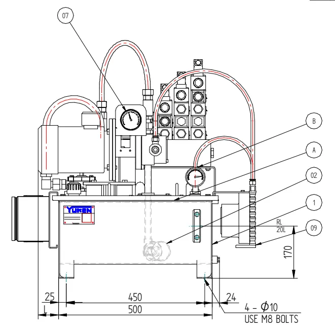 Yuken YIV Series standard power packs shown in the manufacturer catalogue