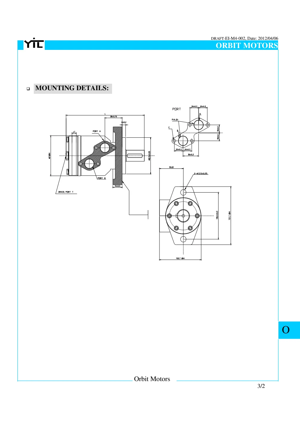 Yuken YMP Series orbit motors shown in the manufacturer catalogue