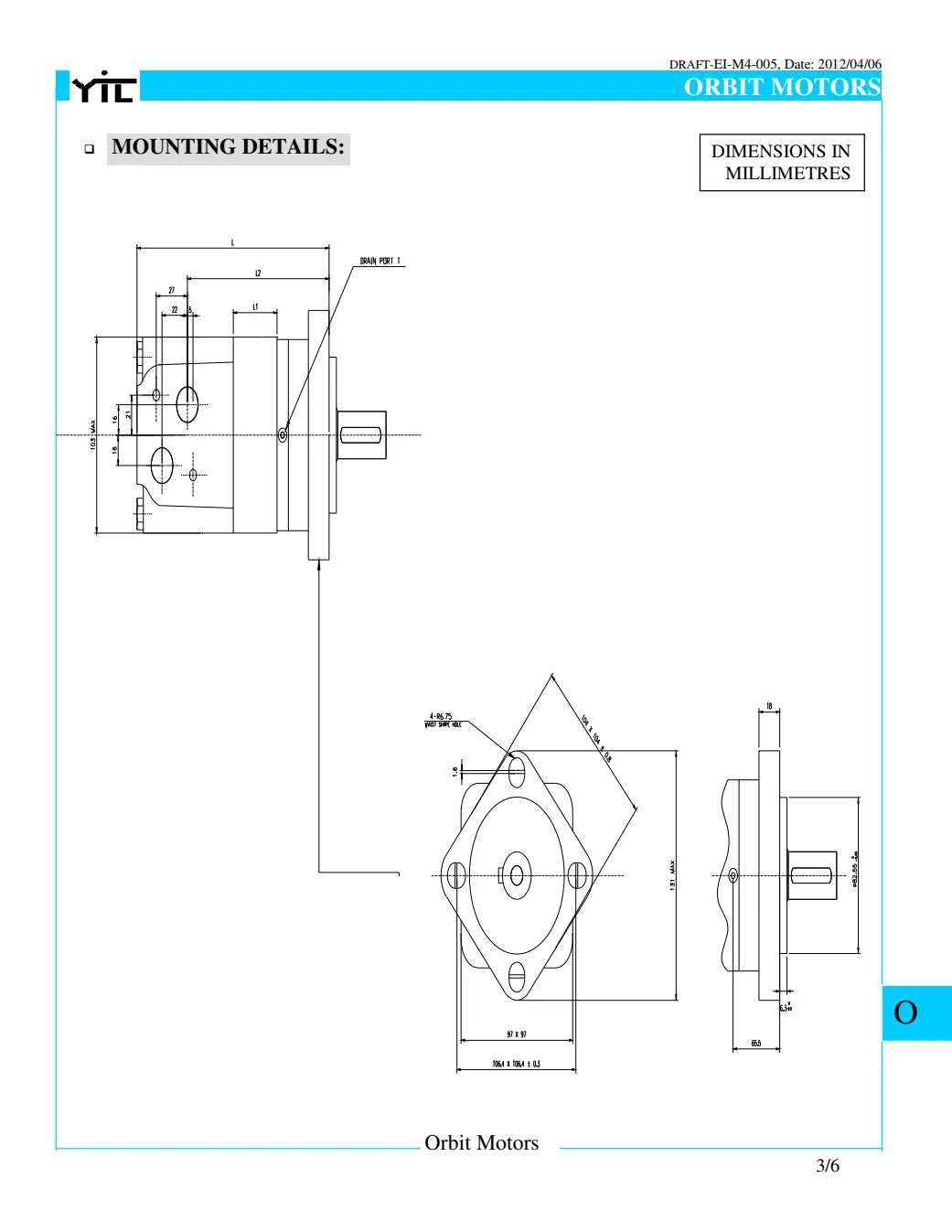 Yuken YMS Series orbit motors shown in the manufacturer catalogue